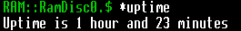 Screen shot of 'uptime' invoked from a taskwindow