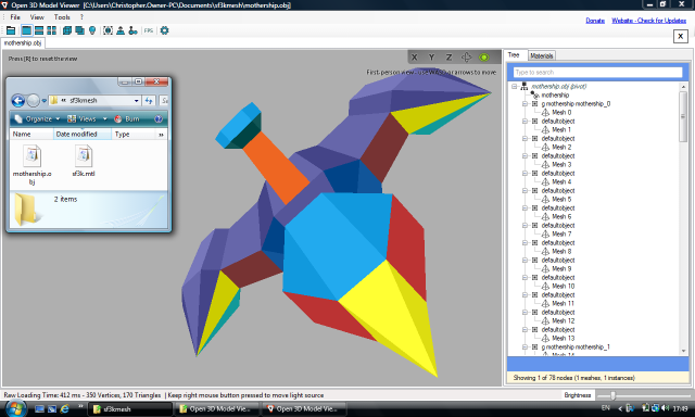 Fednet mothership in the Open 3D Model Viewer