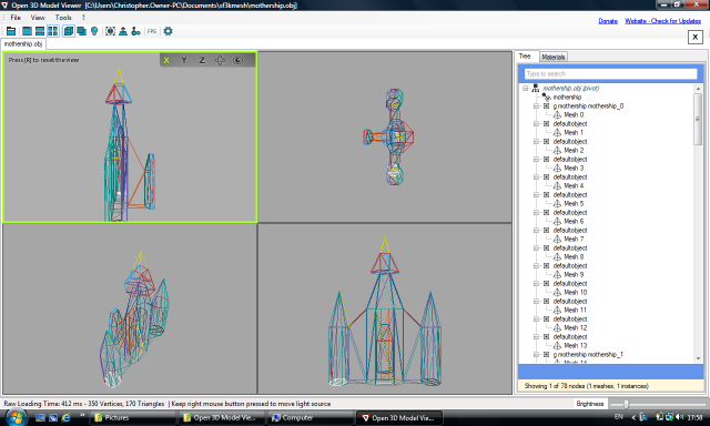 Fednet mothership in the Open 3D Model Viewer